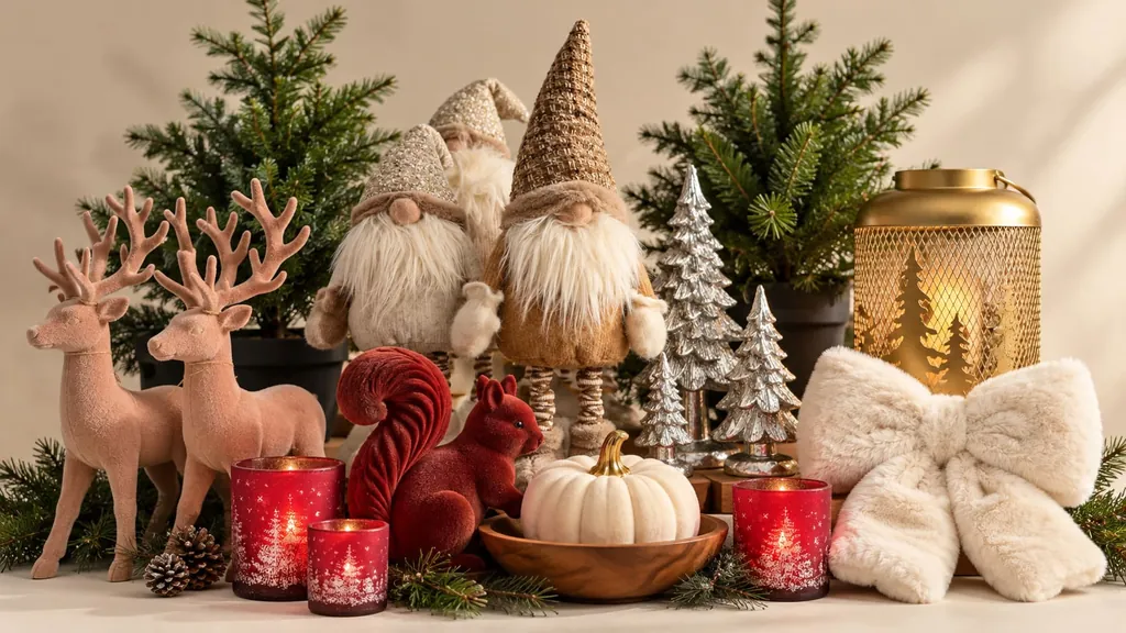 Weihnachtsdeko der Salzachblume: Wichtel, Rentiere, Windlichter und Tannen